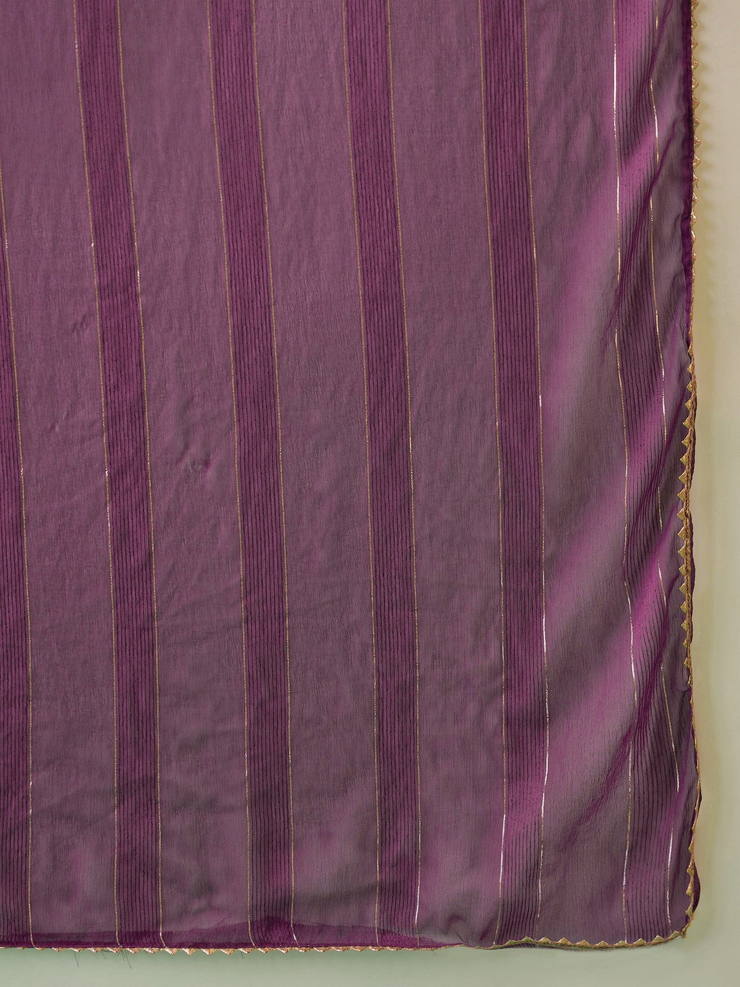 Kurta With Zari Embroidery, Teamed With Trousers And Paired With Dupatta Featuring Lace Detailing