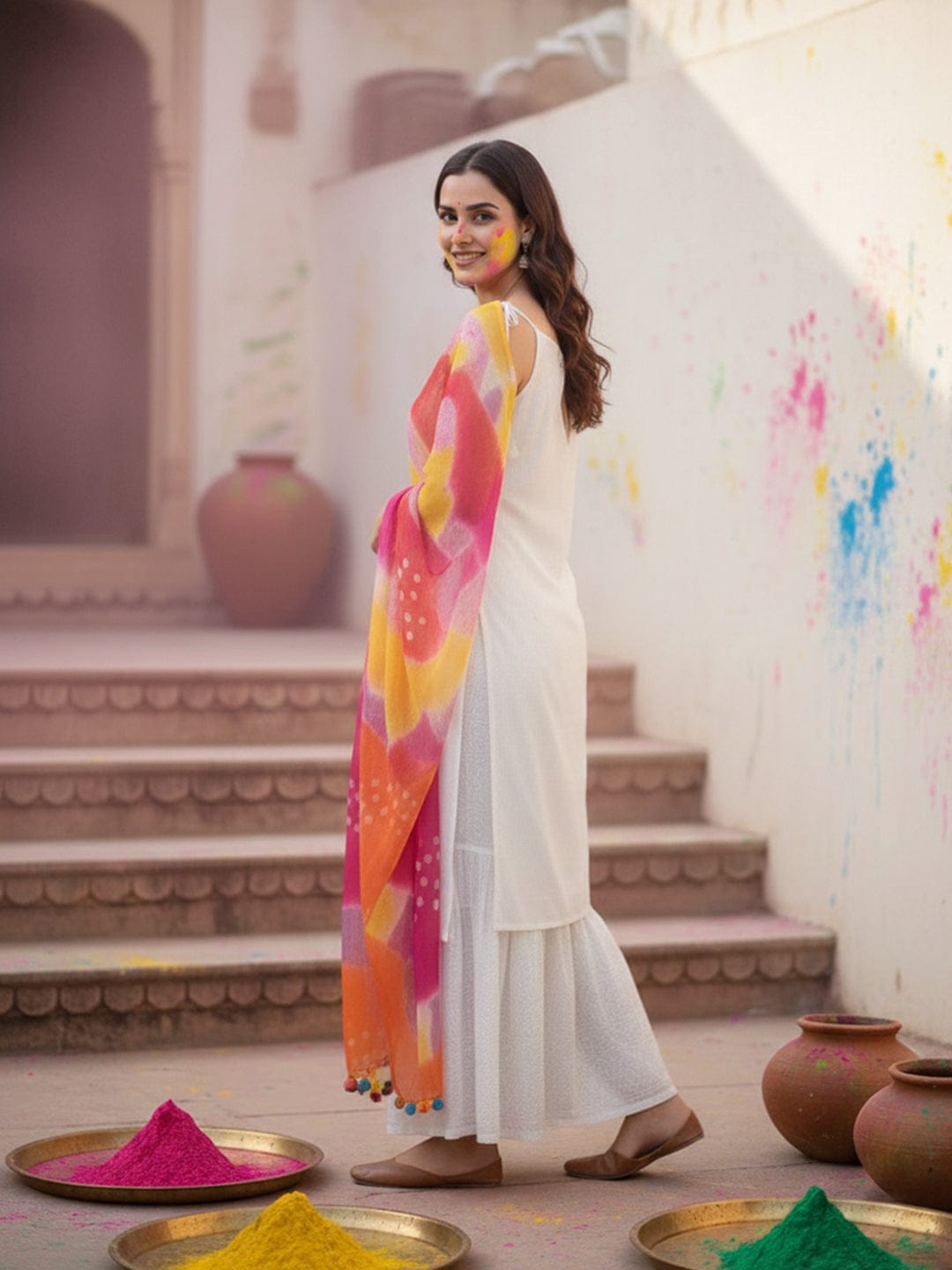 Sleeveless Sharara Suit in Off-White
