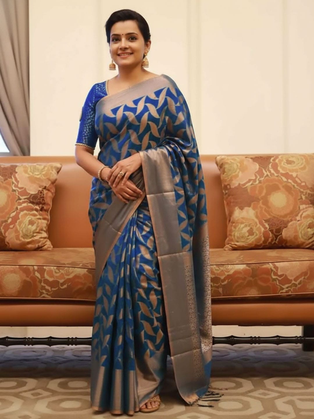 Ethnic Motifs Silk Cotton Handloom Banarasi Saree