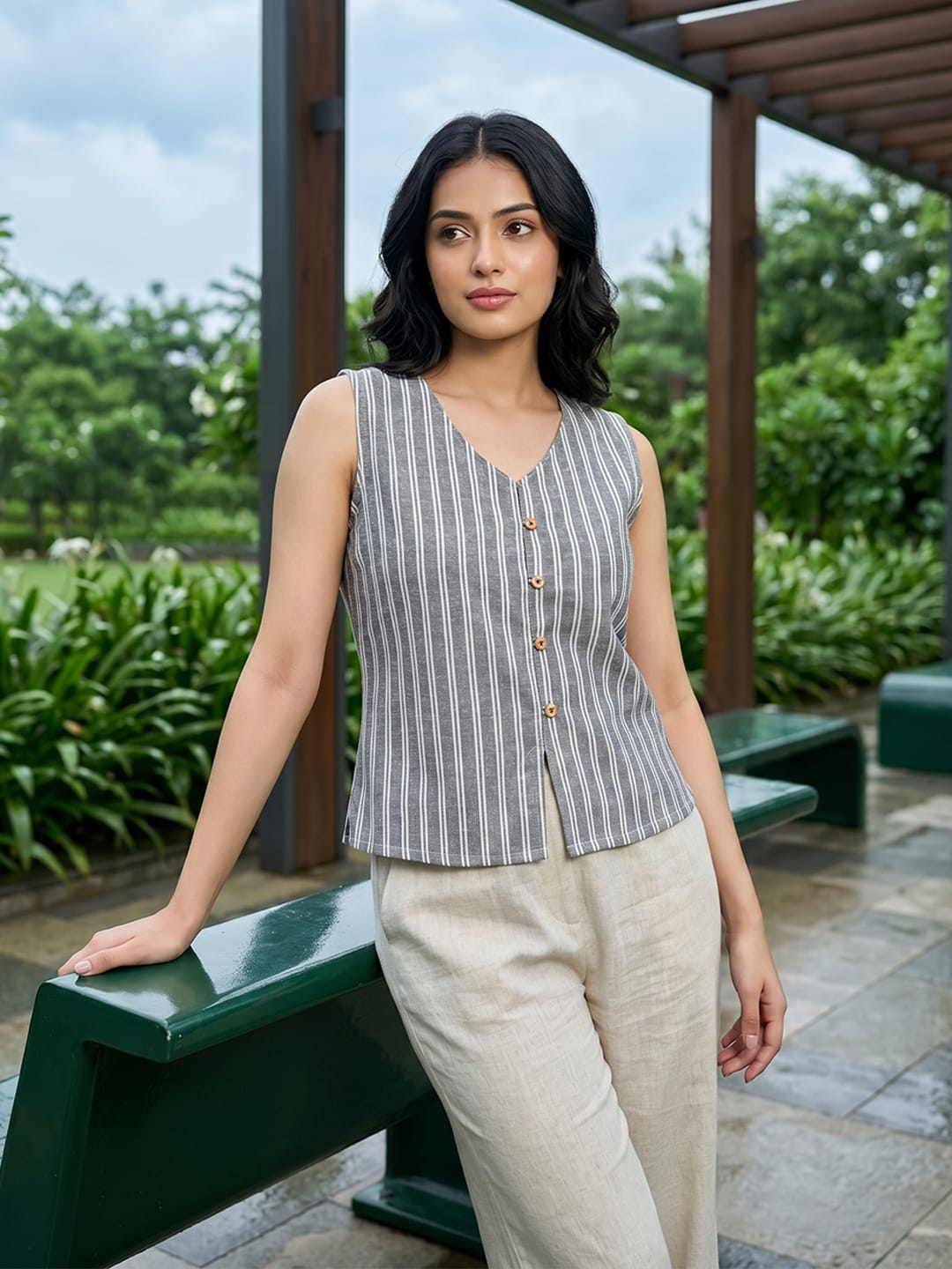 The Kurti Collection The Vintage Pinstripe Vest For Women