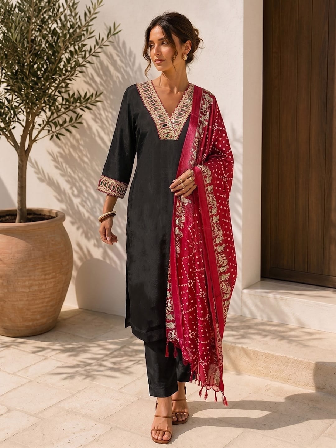 The Midnight Mirror-Work Women's Kurta set