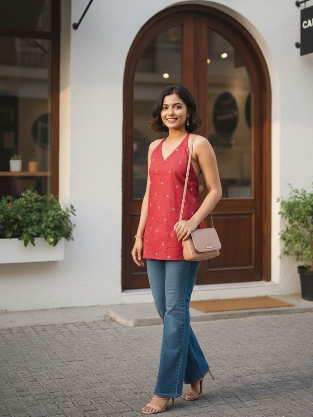 The cotton Halter Flare Tunic