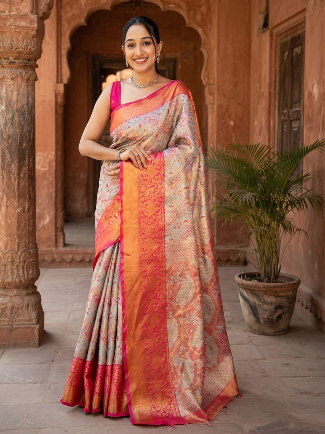 Luxurious silk Saree with rich woven pallu design
