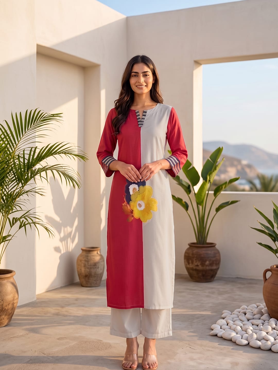 The Half-Frame Coral Women's kurta Set