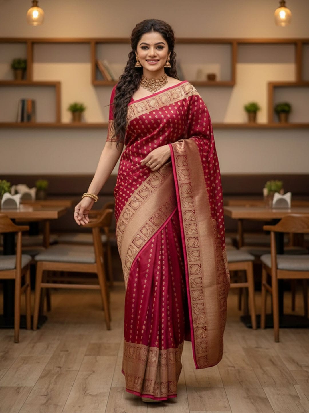 Ethnic Motifs Silk Cotton Handloom Banarasi Saree