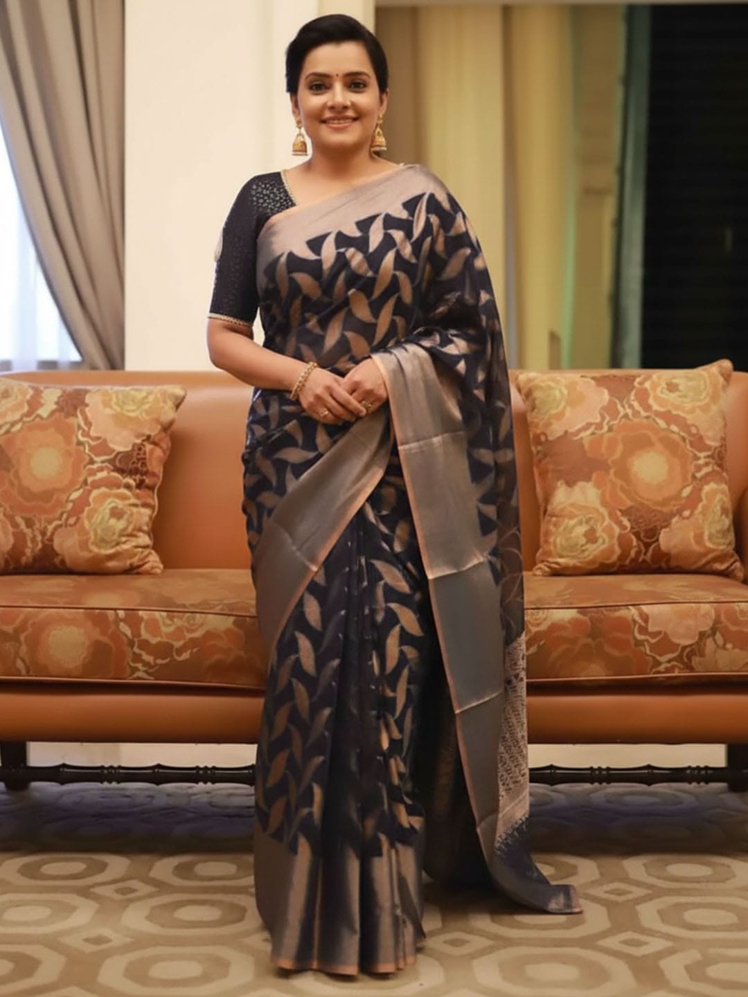 Ethnic Motifs Silk Cotton Handloom Banarasi Saree