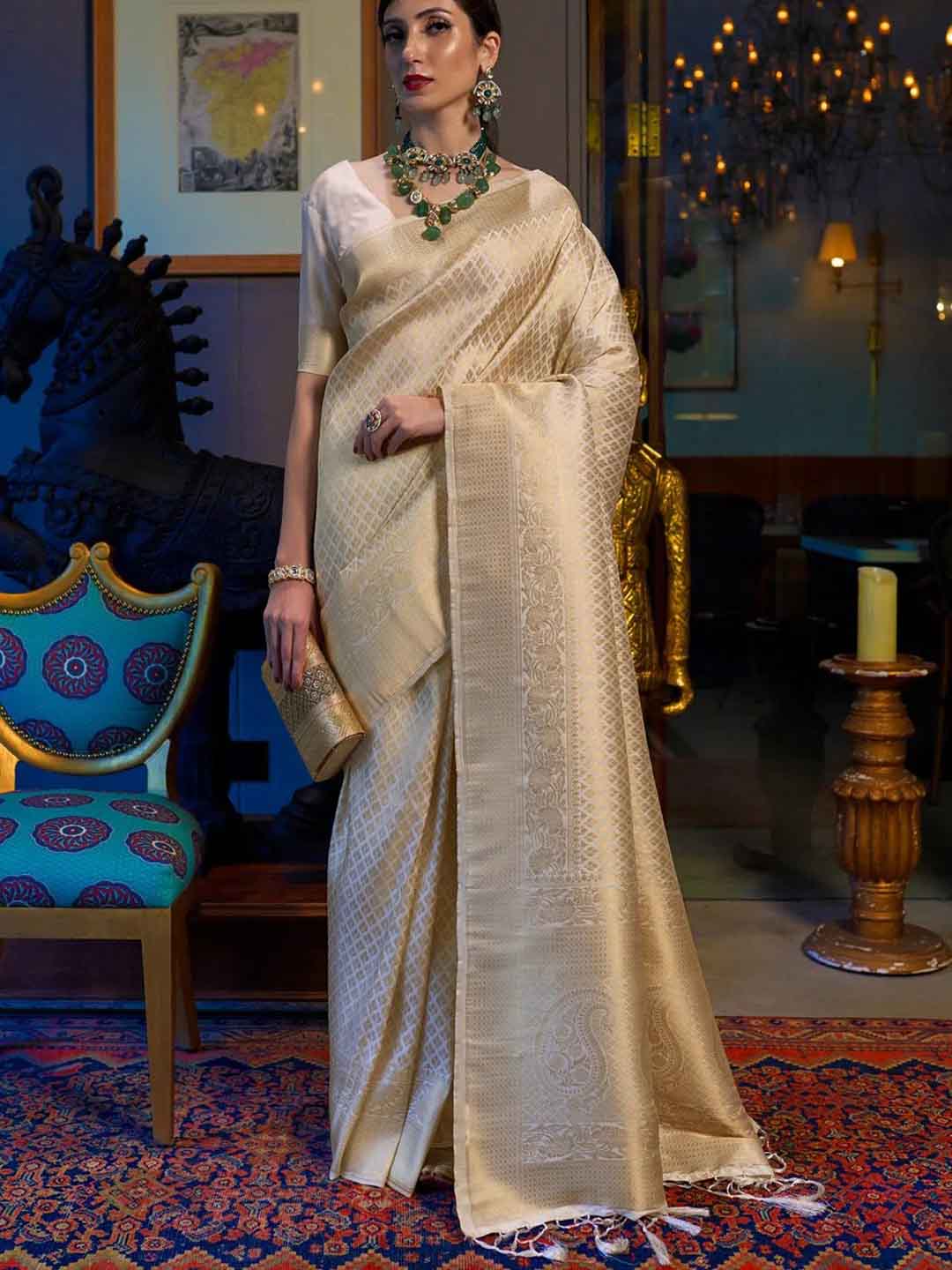 Ethnic Motifs Silk Cotton Handloom Banarasi Saree