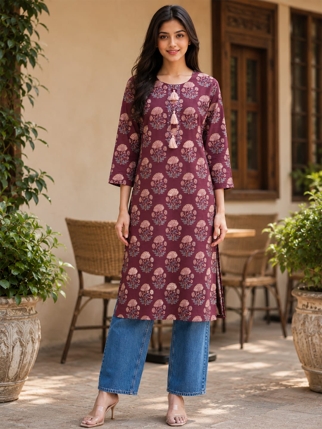 Mulberry Meadow Tassel Kurti Women's Kurta