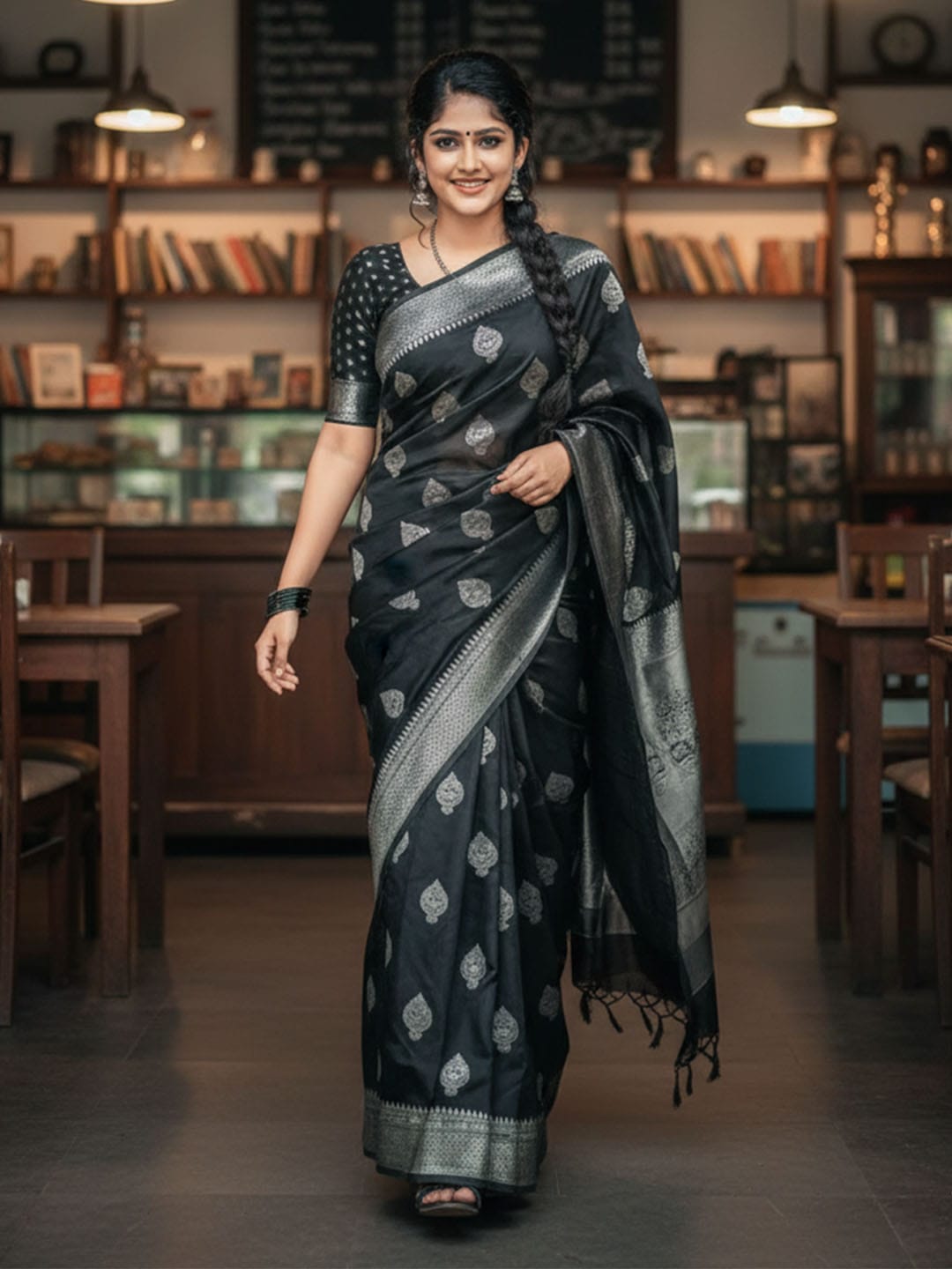 Ethnic Motifs Silk Cotton Handloom Banarasi Saree