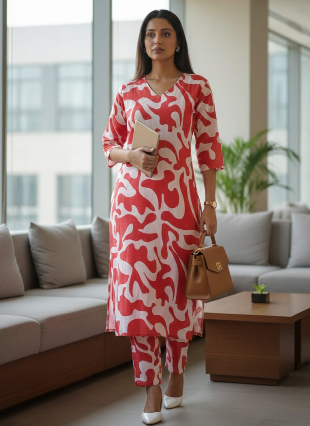 The Kurti Collection Women Printed Regular Kurta with Trousers