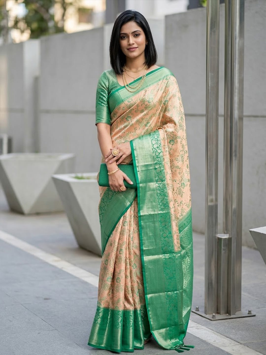 Luxurious silk Saree with rich woven pallu design