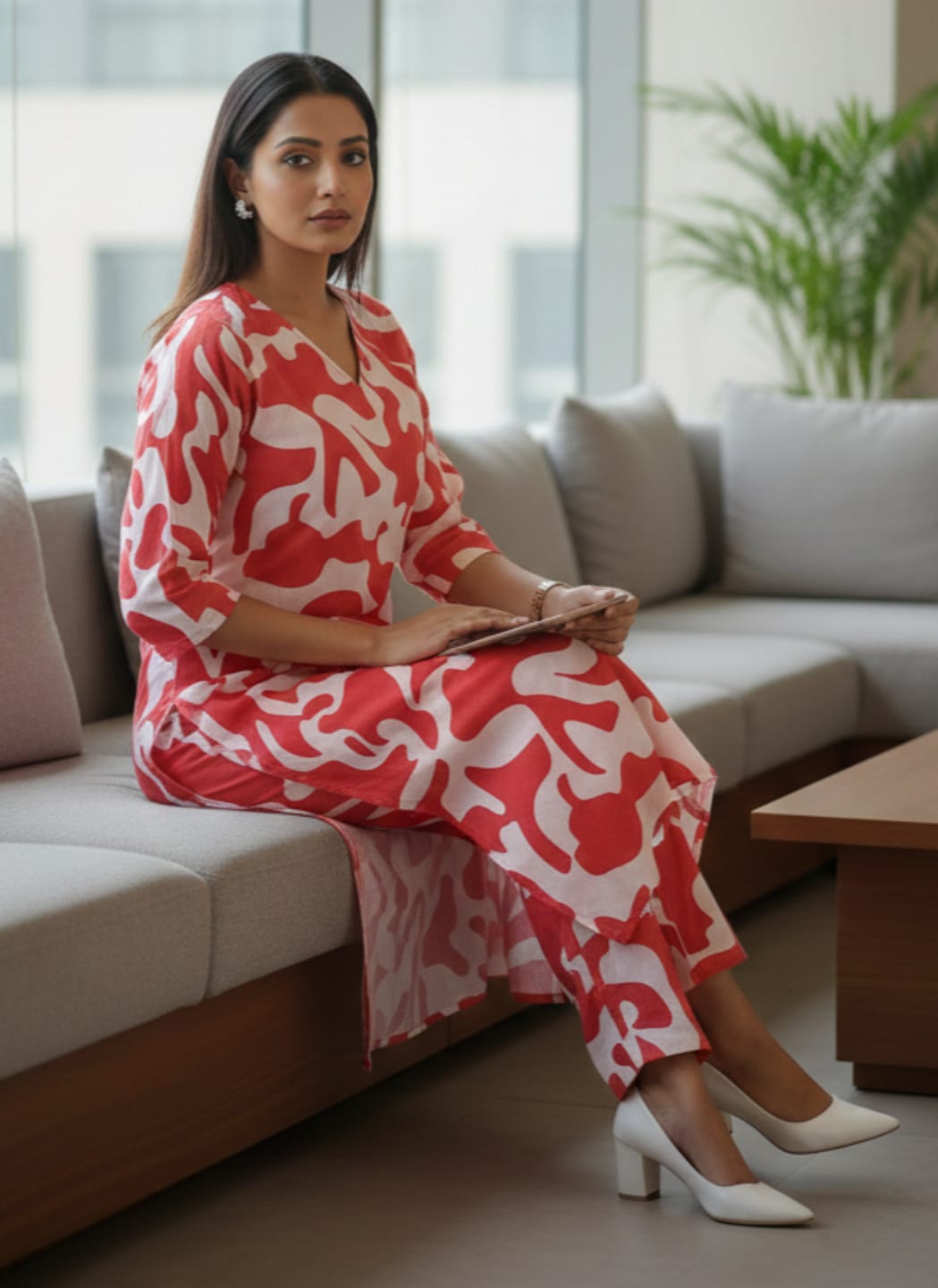 The Kurti Collection Women Printed Regular Kurta with Trousers