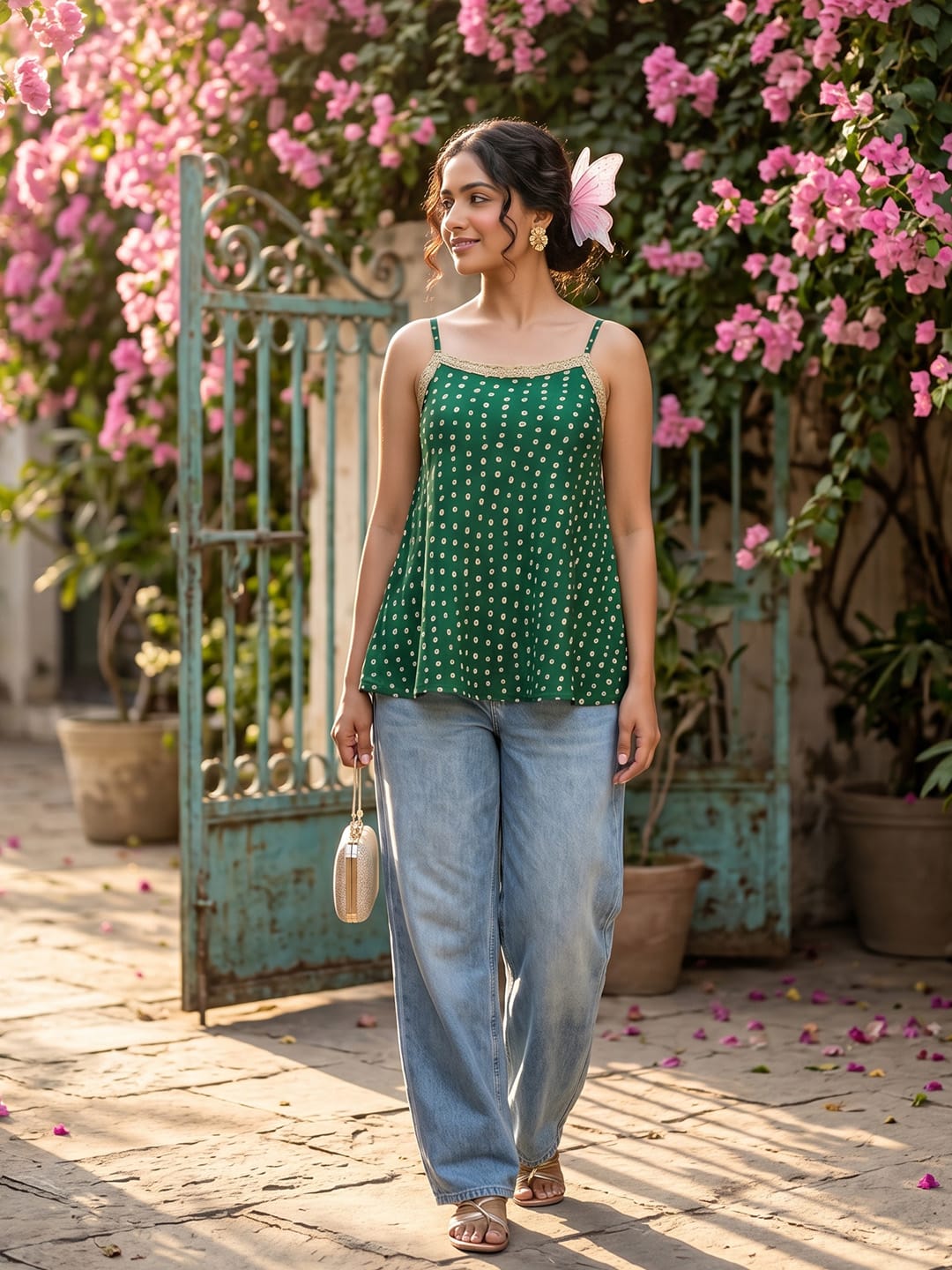 The Kurti Collection Strappy Top with Flared Hem
