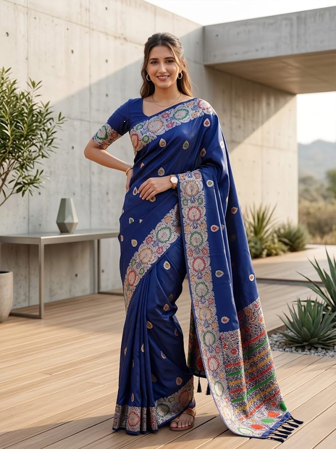Luxurious silk Saree with rich woven pallu design