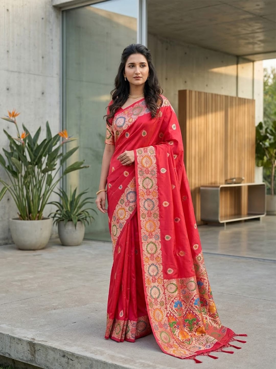 Luxurious silk Saree with rich woven pallu design
