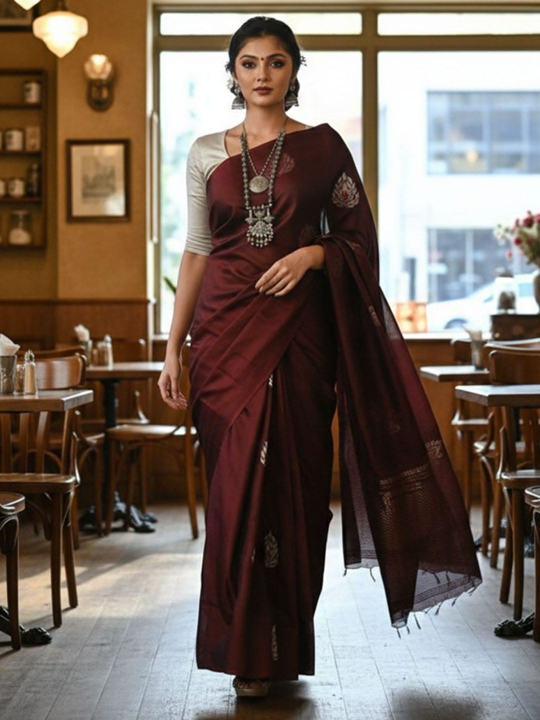 Ethnic Motifs Silk Cotton Handloom Banarasi Saree