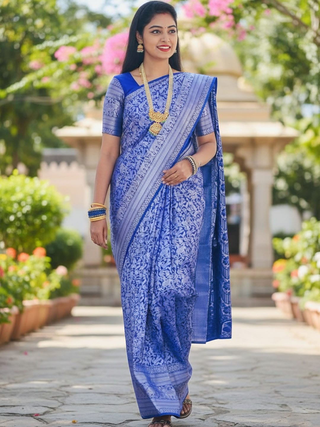 Ethnic Motifs Silk Cotton Handloom Banarasi Saree