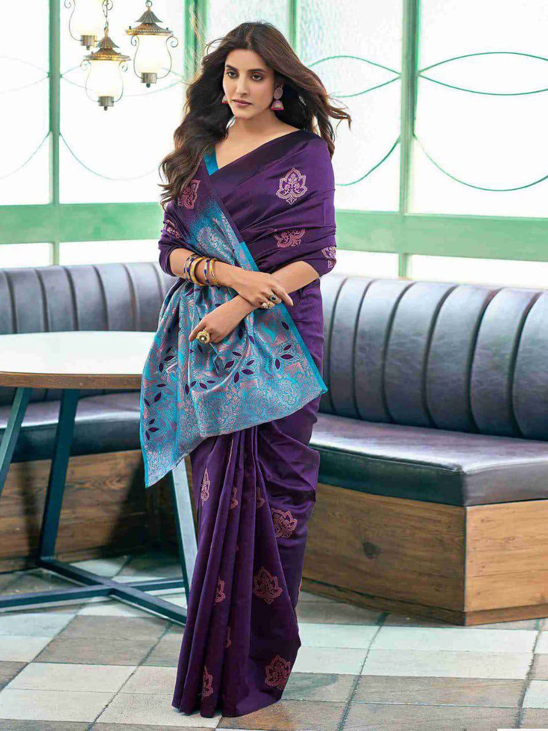 Ethnic Motifs Silk Cotton Handloom Banarasi Saree