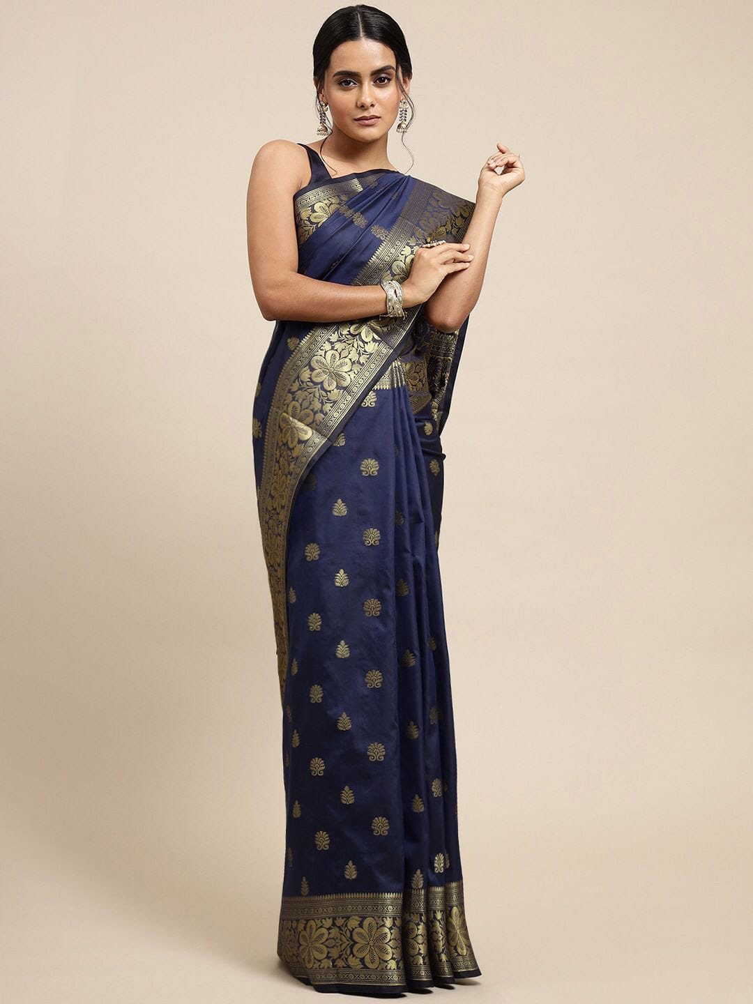 Ethnic Motifs Silk Cotton Handloom Banarasi Saree