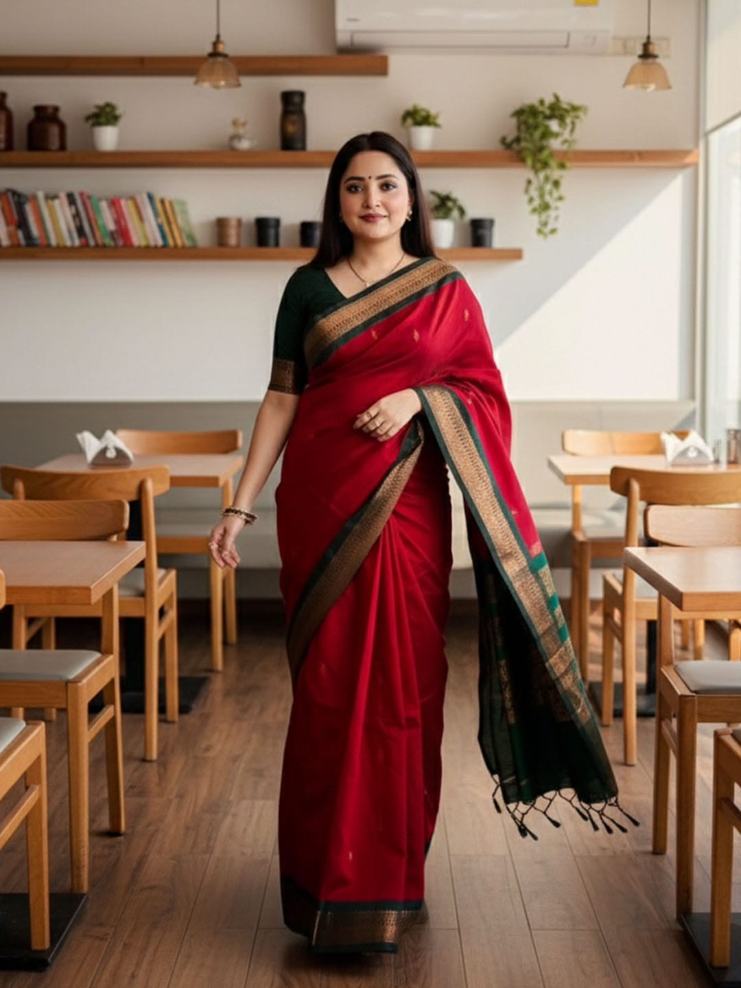 Ethnic Motifs Silk Cotton Handloom Banarasi Saree