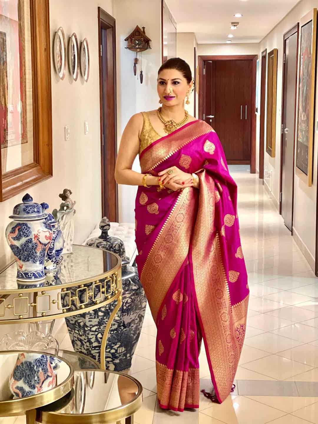 Ethnic Motifs Silk Cotton Handloom Banarasi Saree