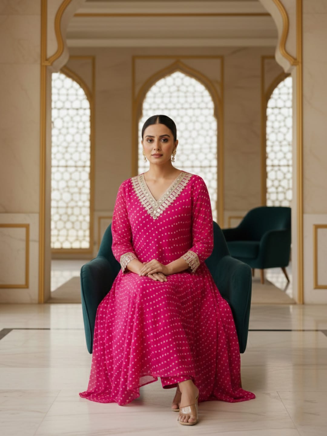 Embellished Fuchsia Kaftan