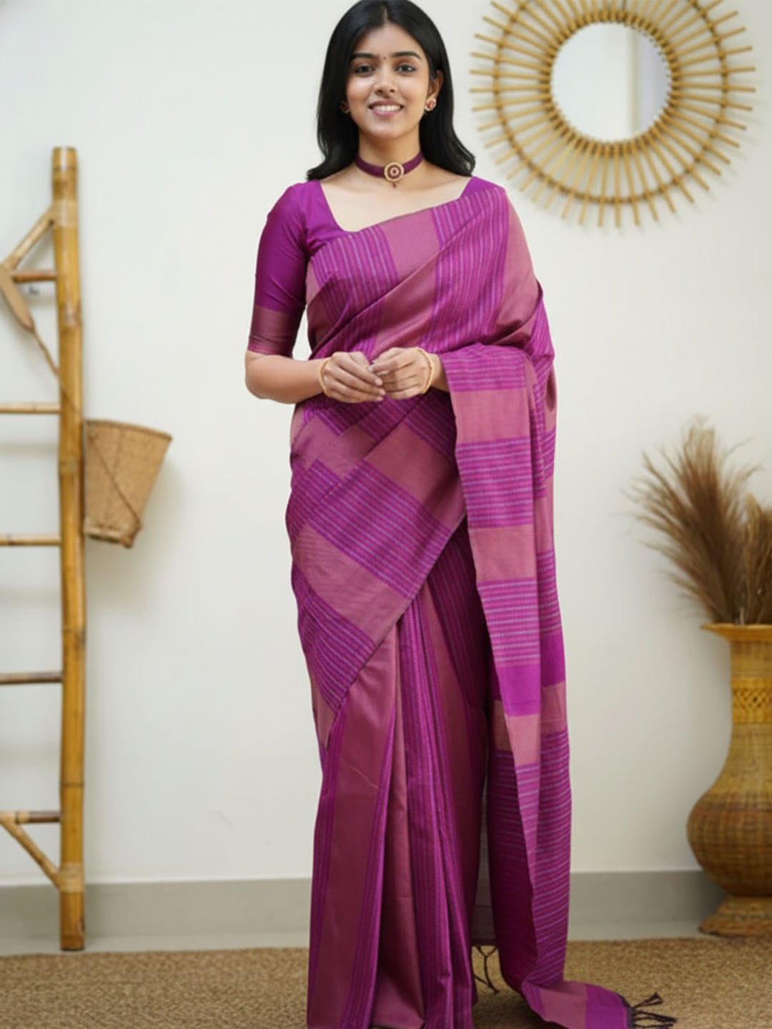 Ethnic Motifs Silk Cotton Handloom Banarasi Saree