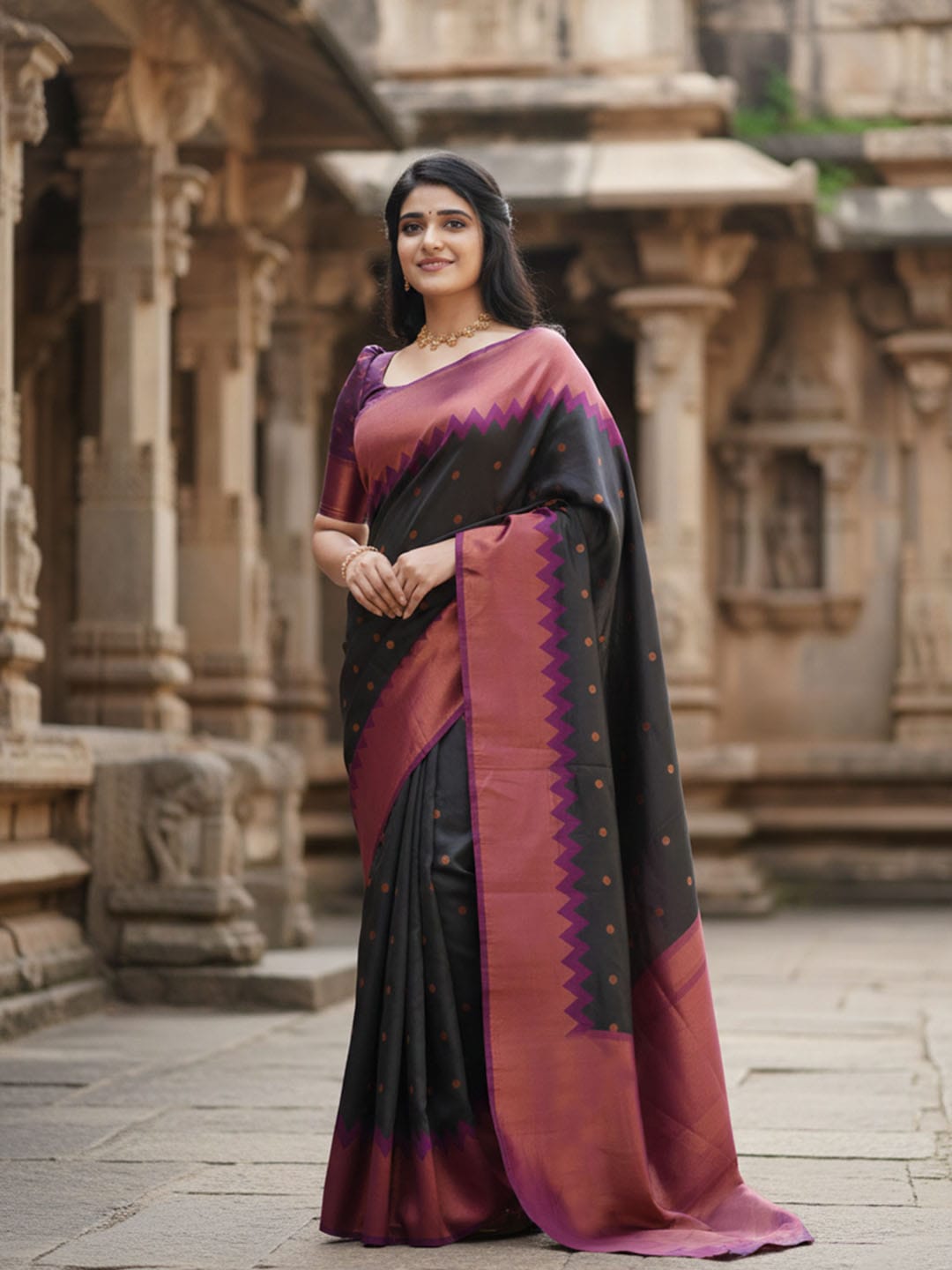Ethnic Motifs Silk Cotton Handloom Banarasi Saree