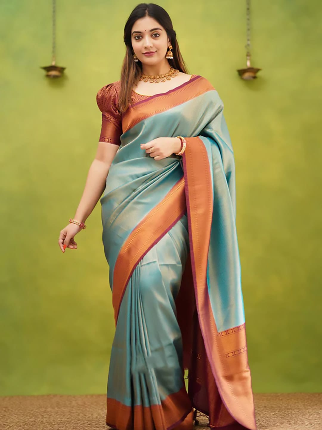 Ethnic Motifs Silk Cotton Handloom Banarasi Saree