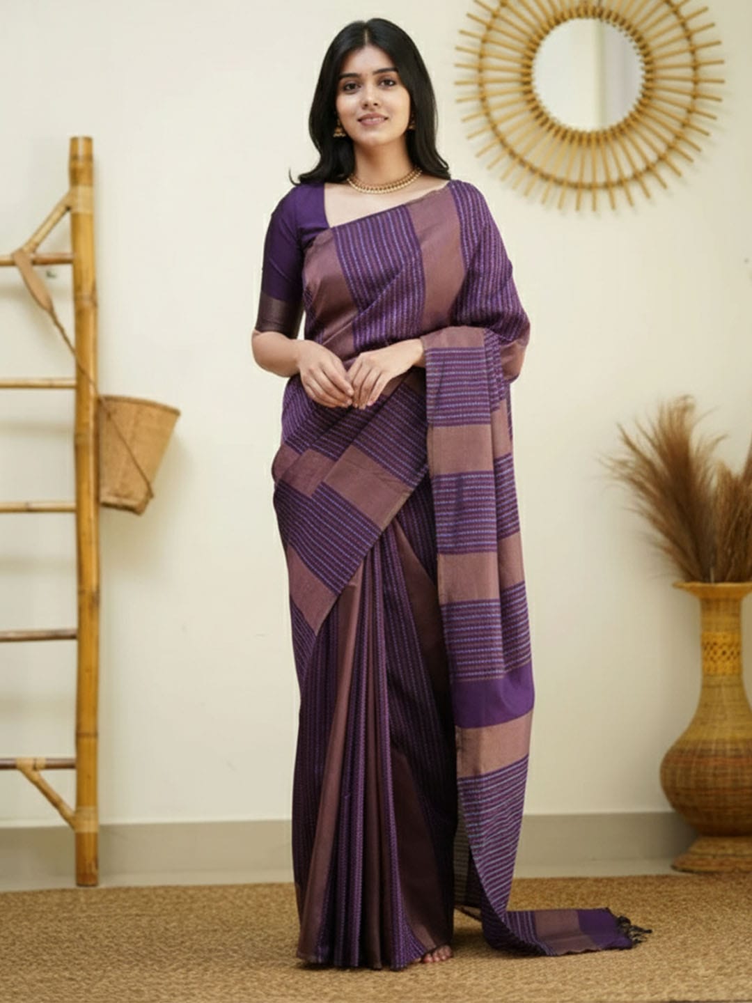 Ethnic Motifs Silk Cotton Handloom Banarasi Saree