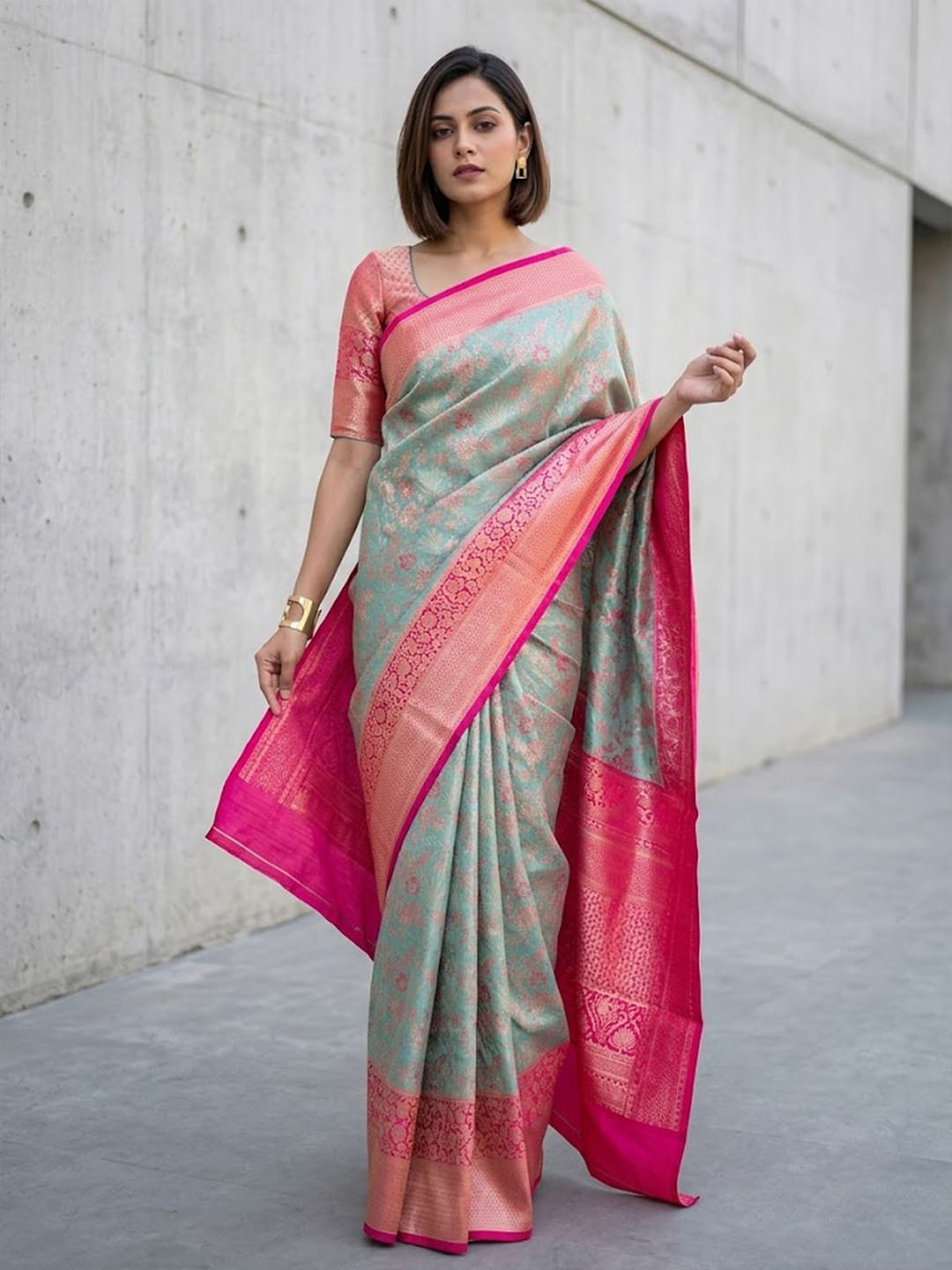 Luxurious silk Saree with rich woven pallu design