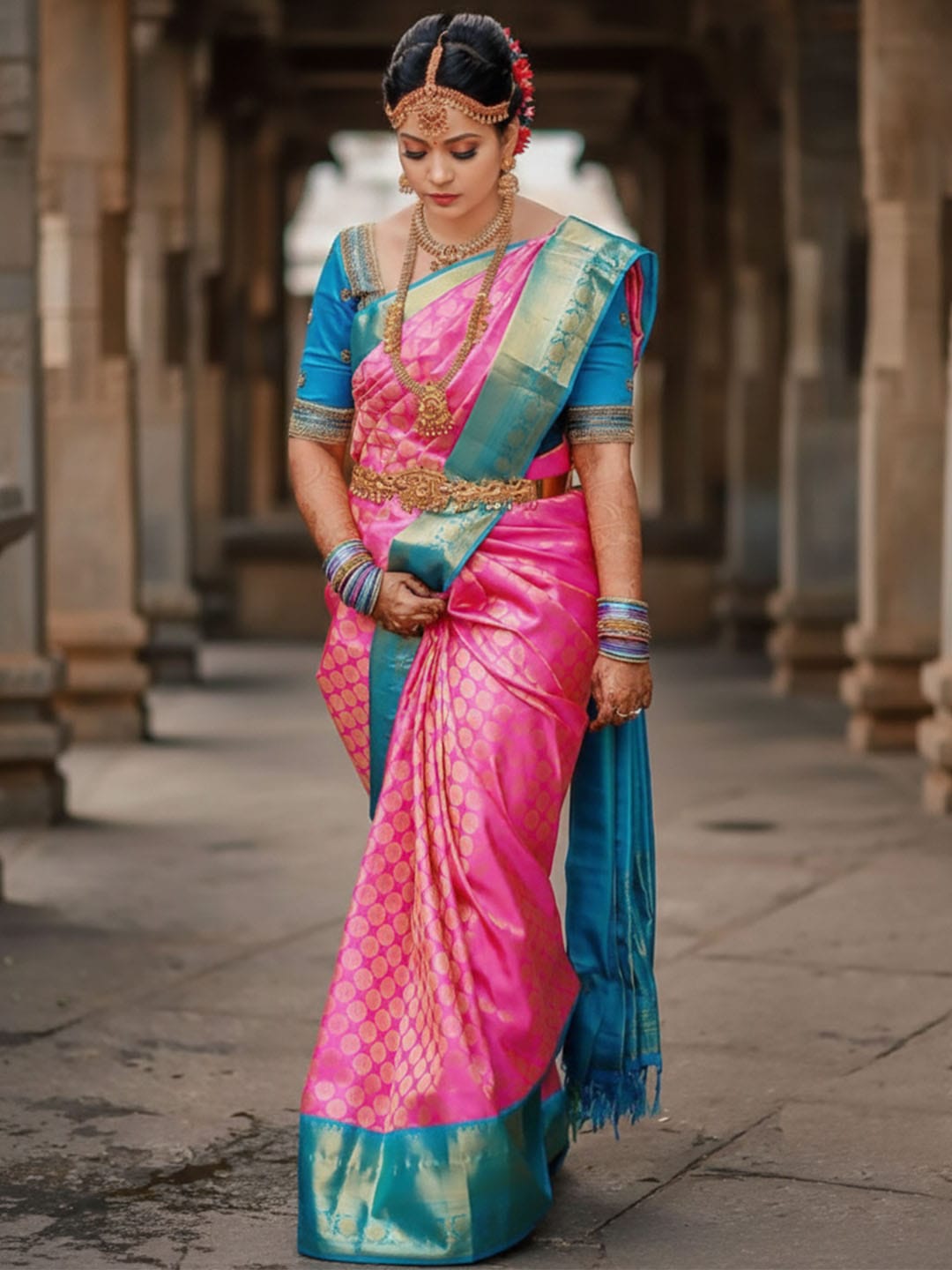 Ethnic Motifs Silk Cotton Handloom Banarasi Saree