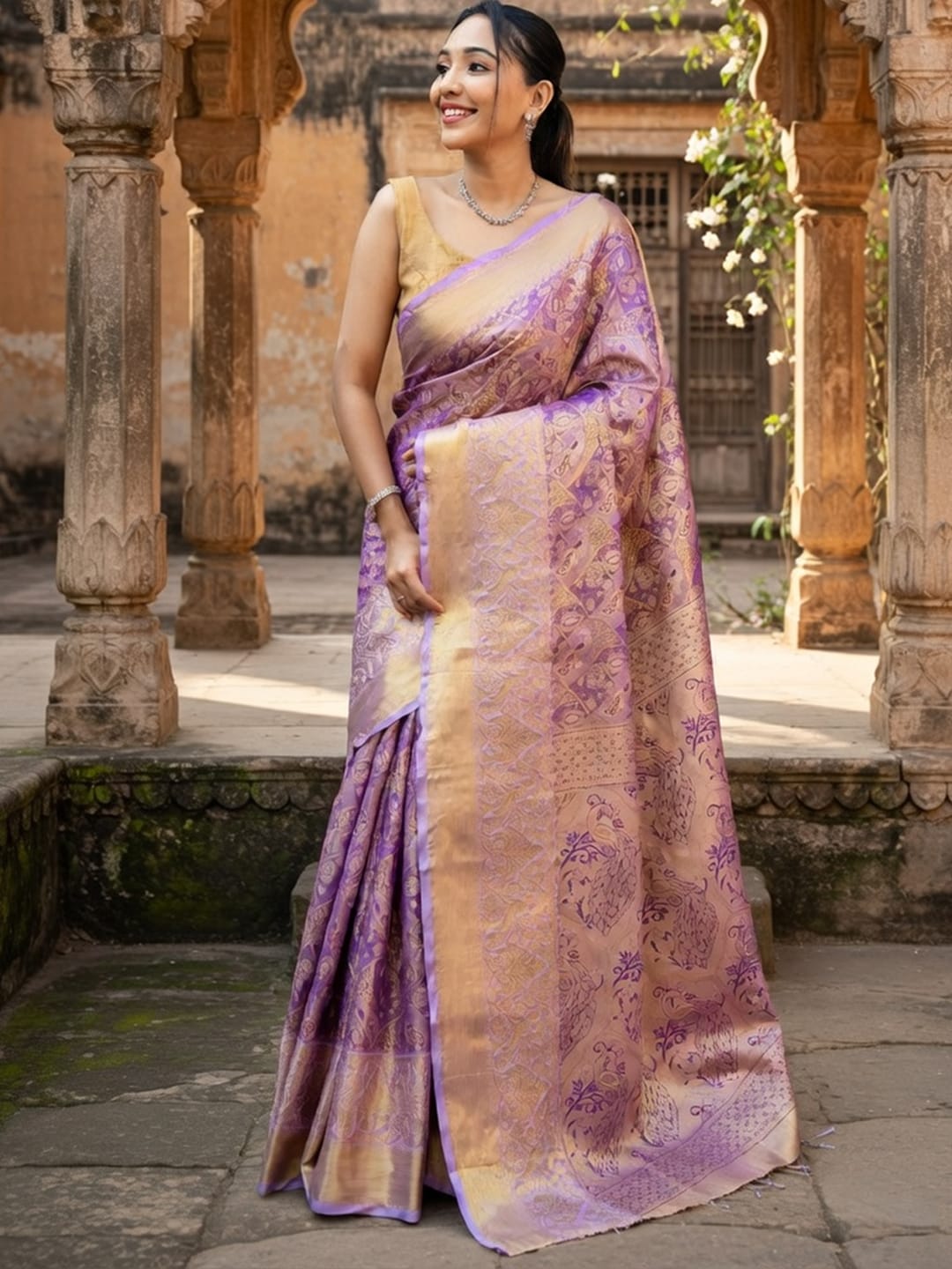 Luxurious silk Saree with rich woven pallu design