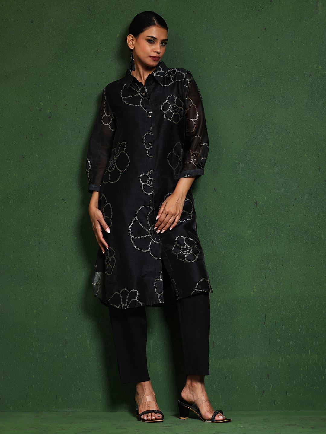 The Kurti Collection Women Premium Bandhani Floral Printed Shirt Kurta