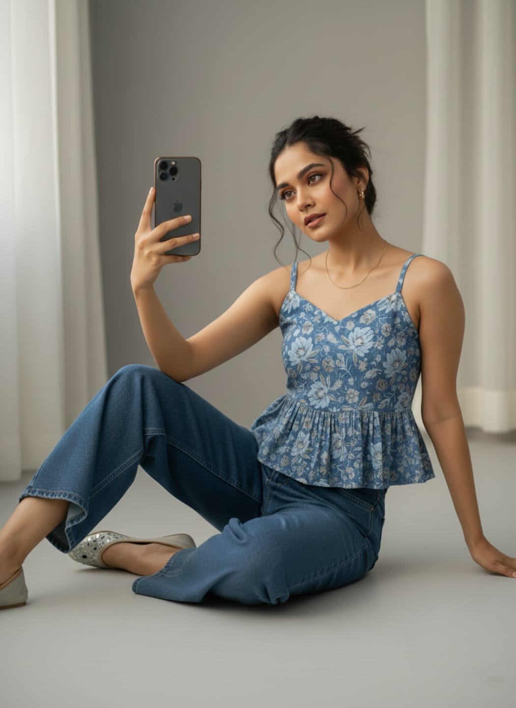 Floral Print Peplum Top
