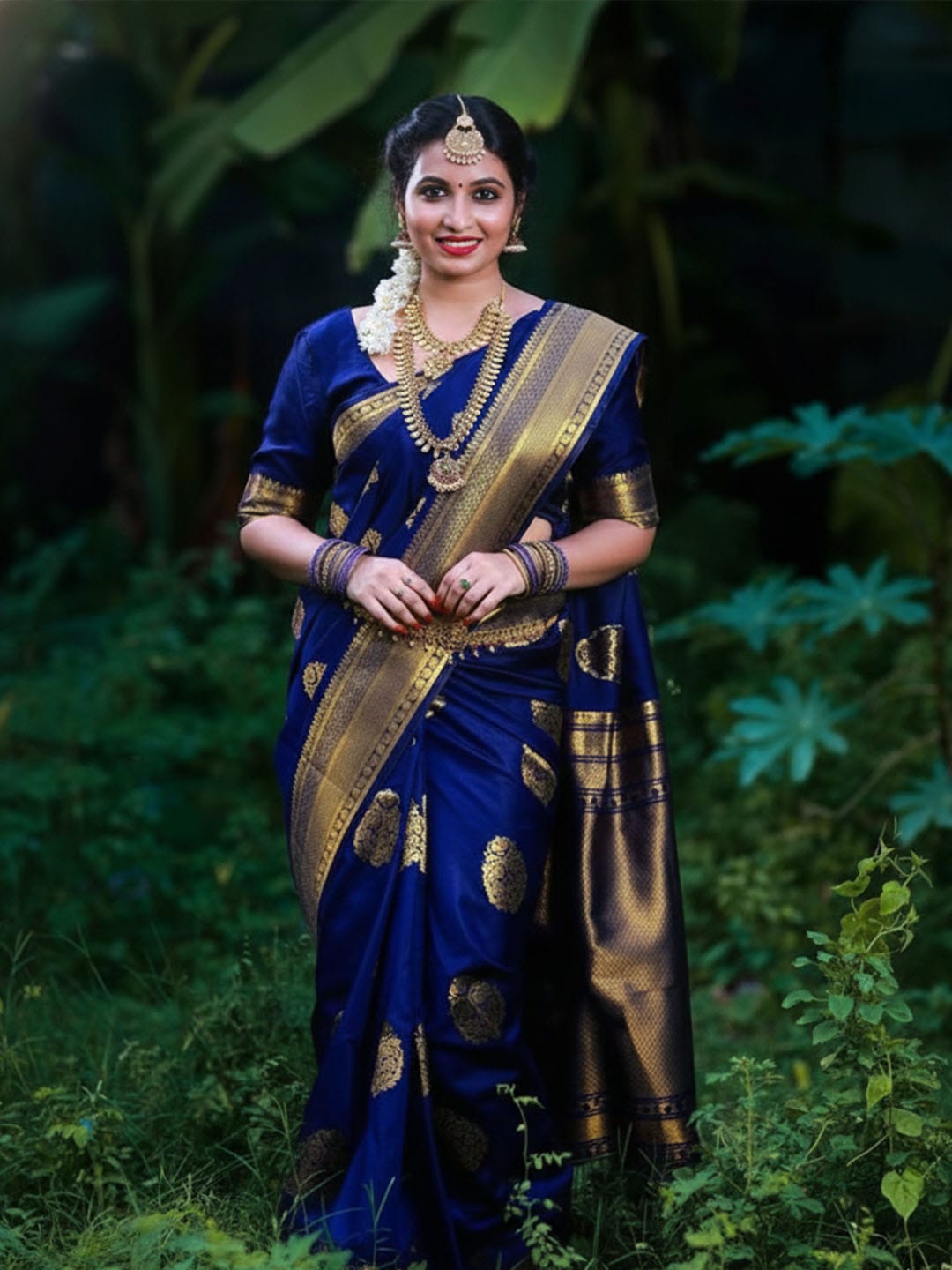 Ethnic Motifs Silk Cotton Handloom Banarasi Saree