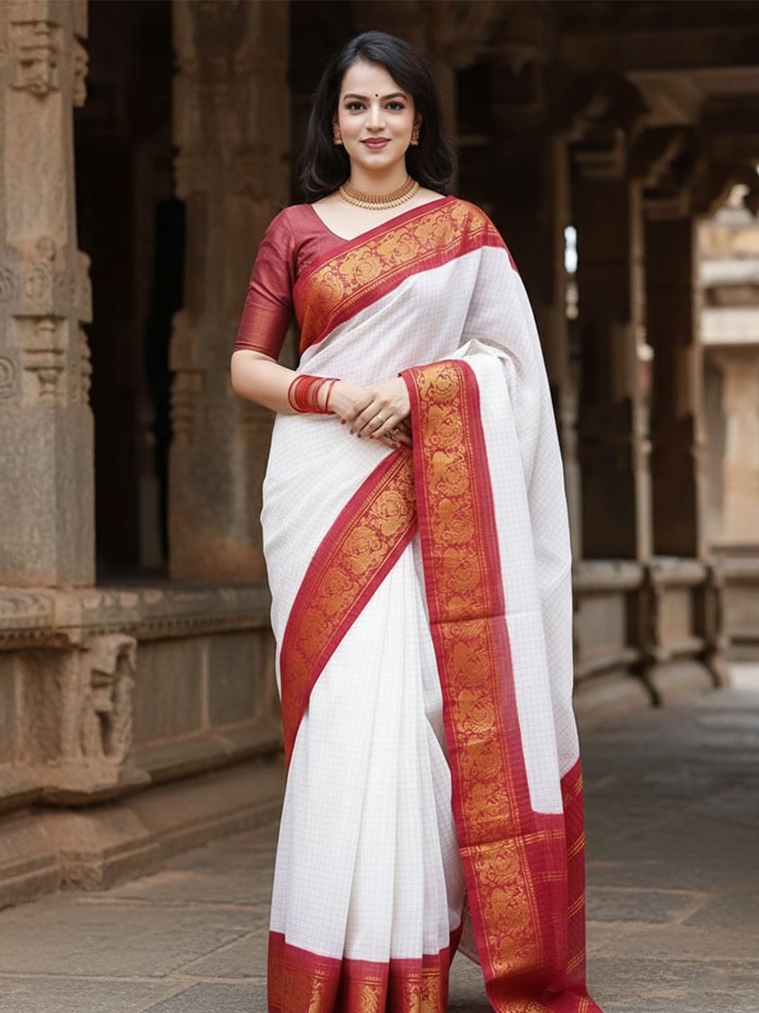 Ethnic Motifs Silk Cotton Handloom Banarasi Saree