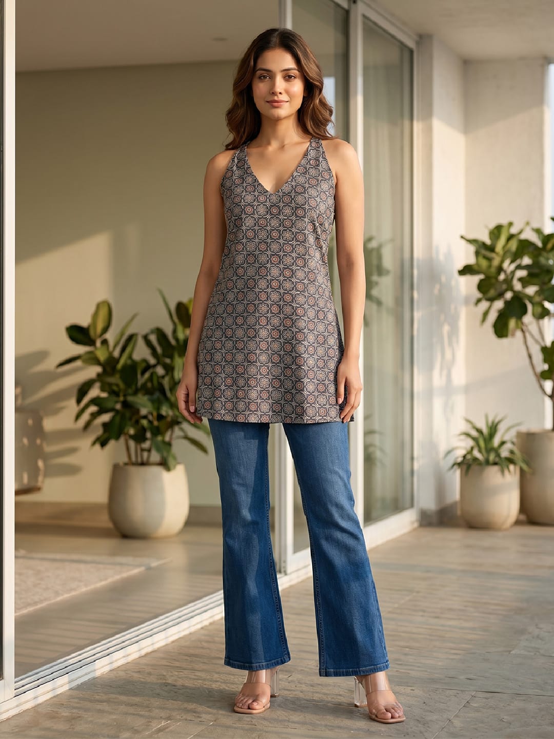 Women's Ajrakh Print Halter Neck Top