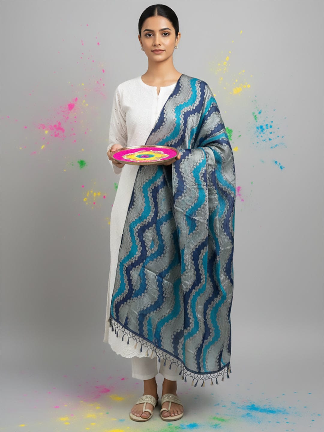 Elegant net dupatta featuring sequence detailing for a stylish and feminine finish.