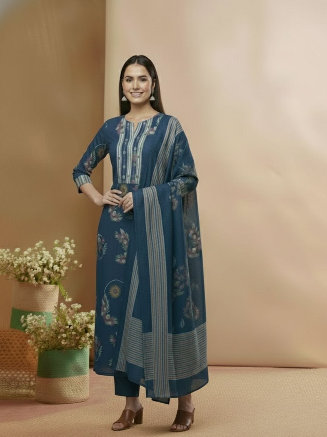 Floral 3-Piece Suit Set in Cotton