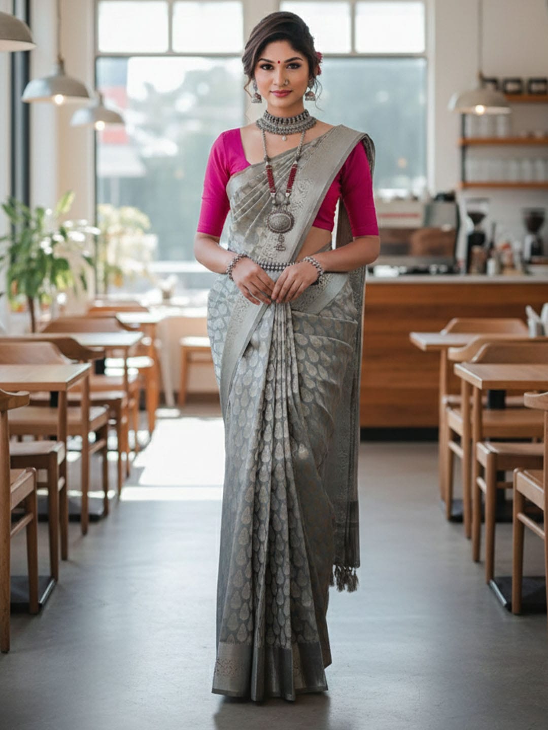 Ethnic Motifs Silk Cotton Handloom Banarasi Saree