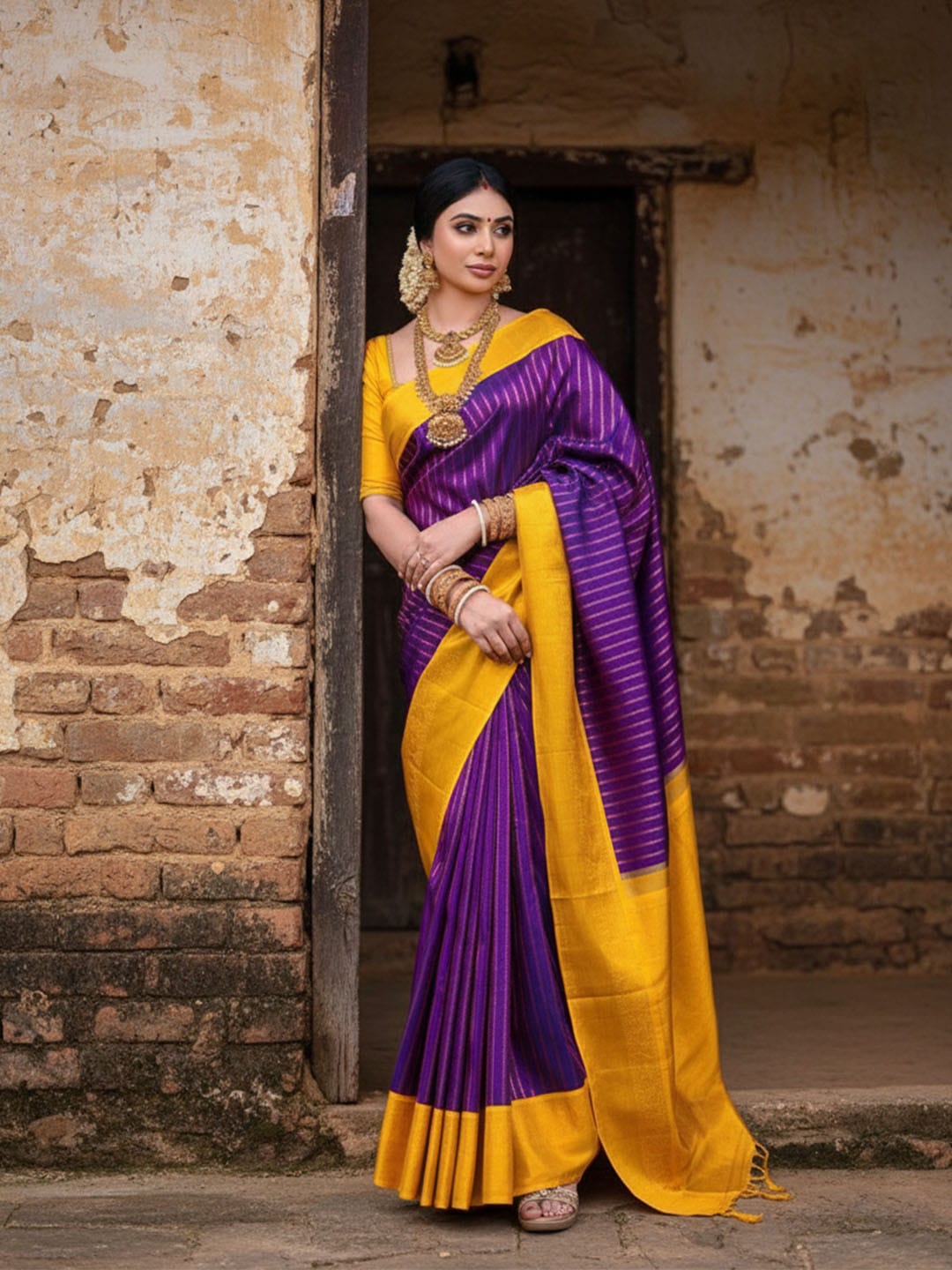 Ethnic Motifs Silk Cotton Handloom Banarasi Saree