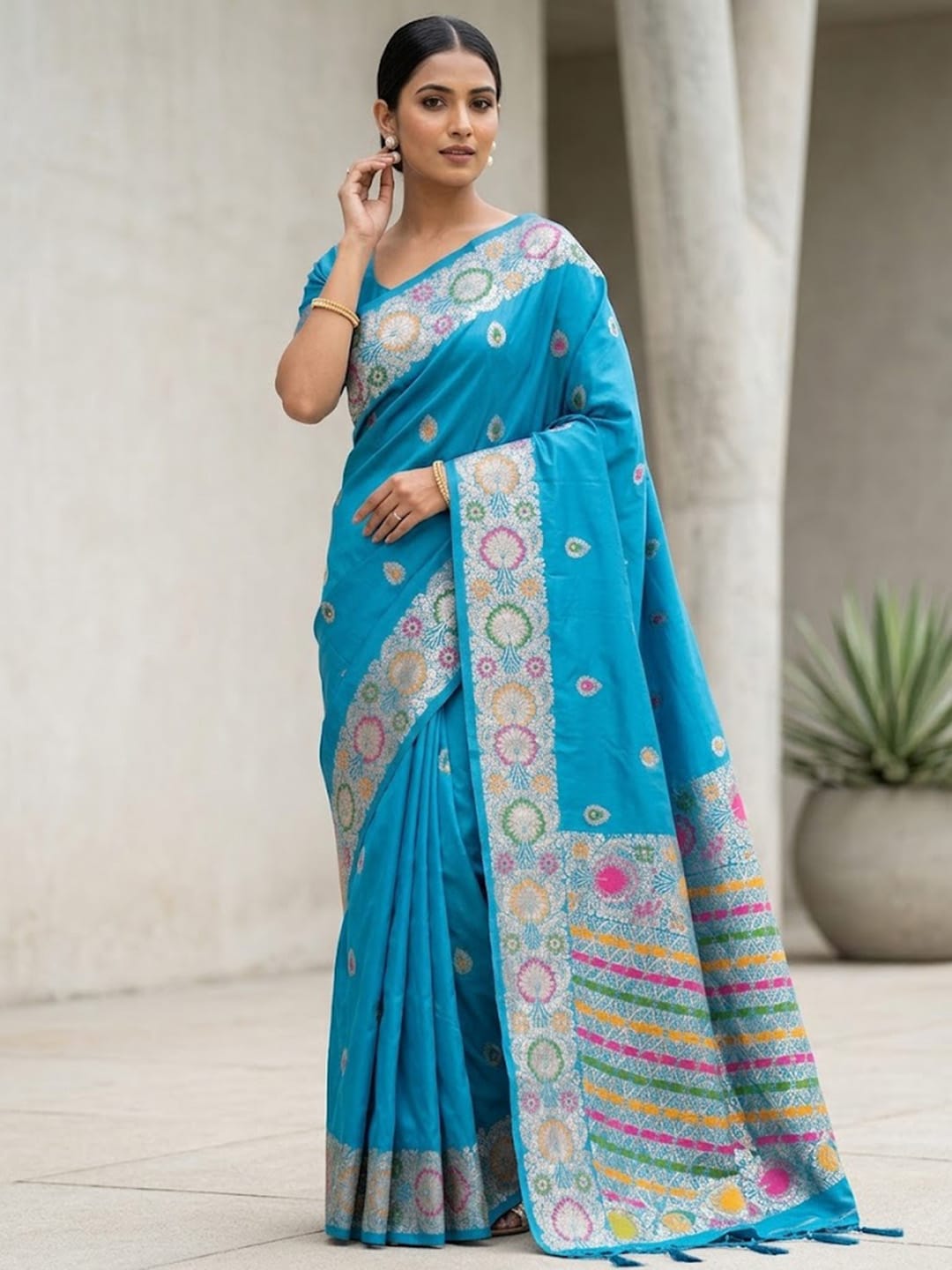 Luxurious silk Saree with rich woven pallu design