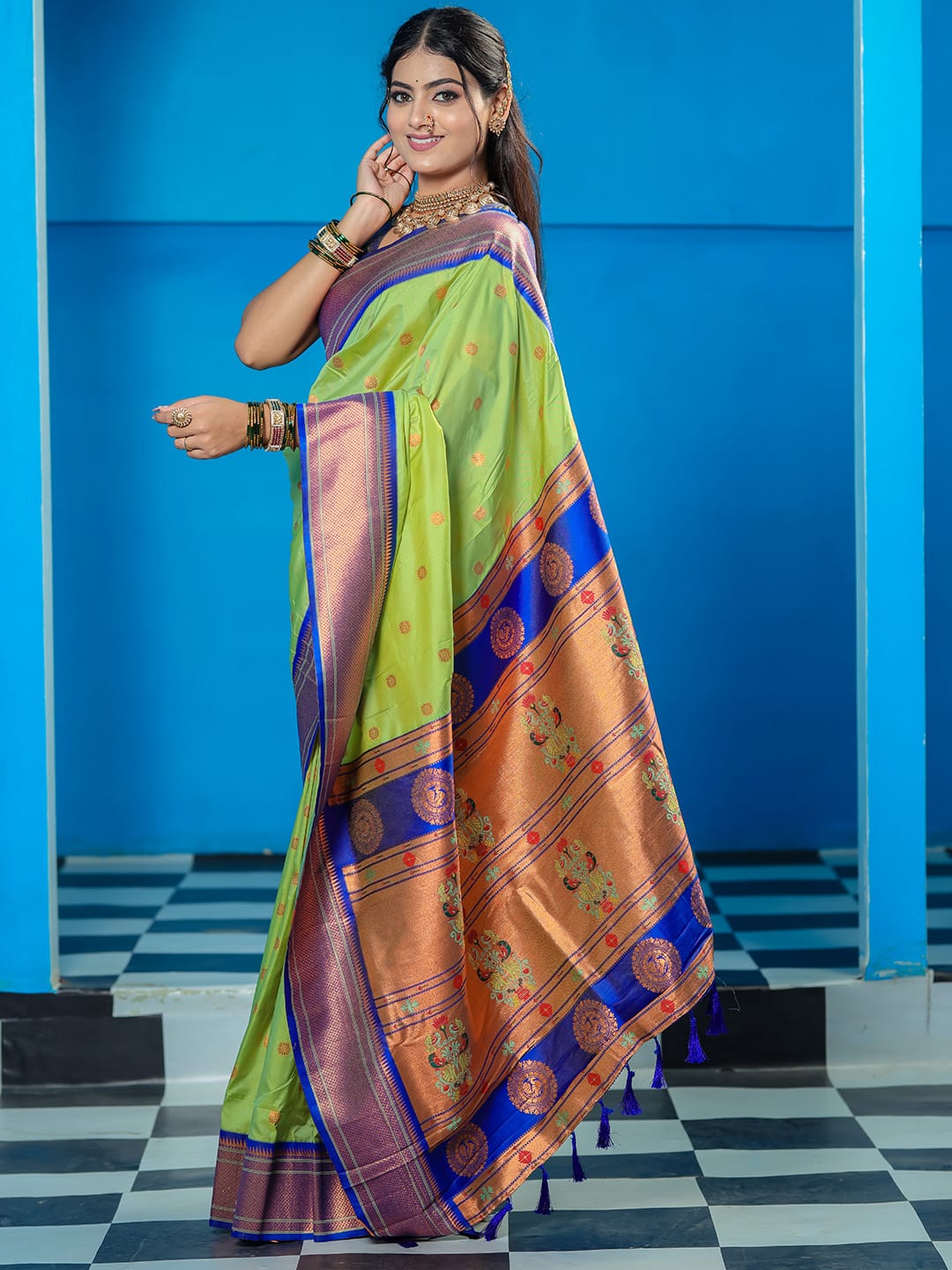 Classic Indian Silk Saree with Rich woven Pallu Design