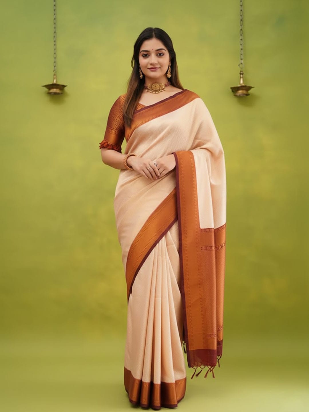 Ethnic Motifs Silk Cotton Handloom Banarasi Saree