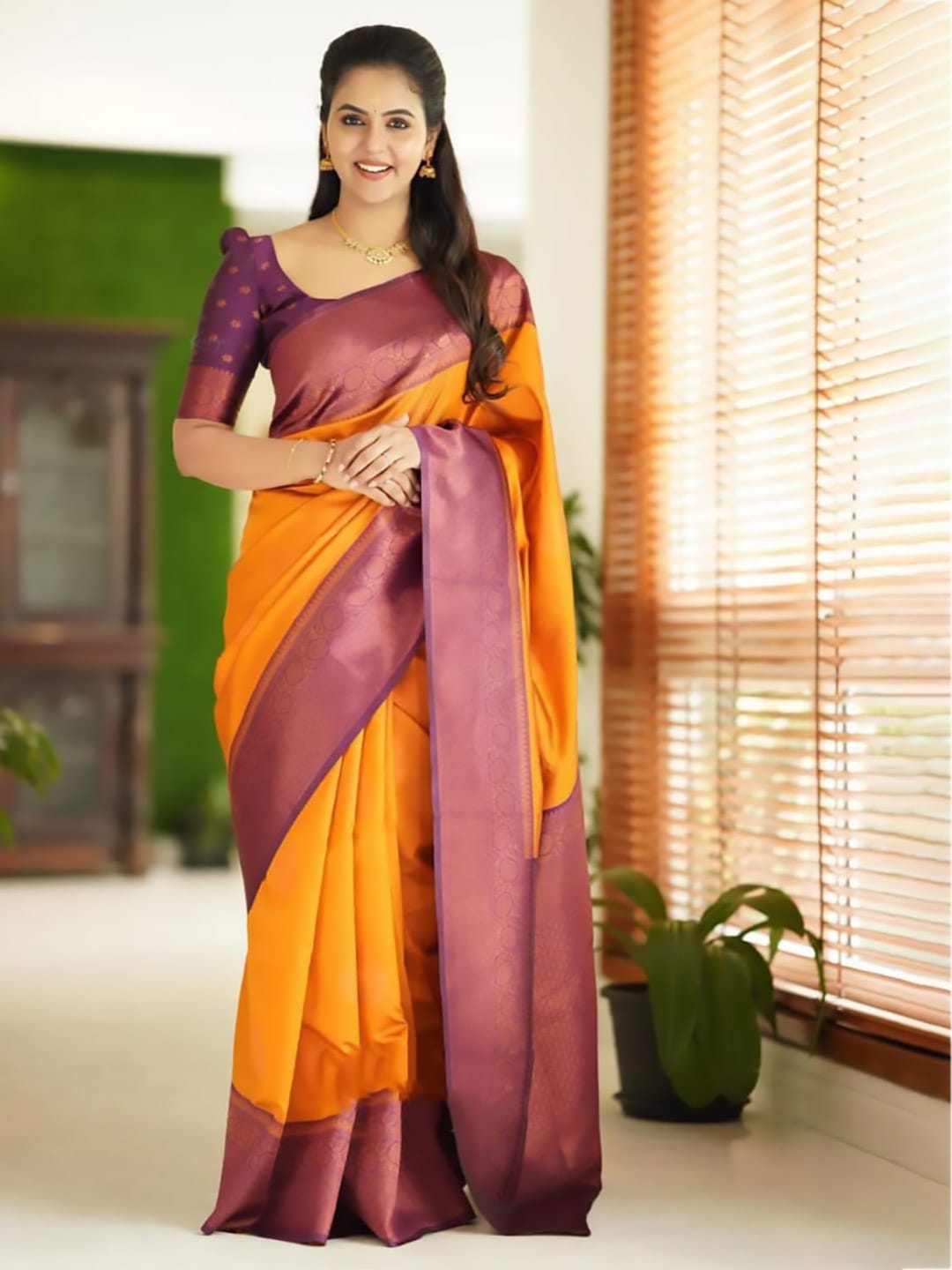 Ethnic Motifs Silk Cotton Handloom Banarasi Saree