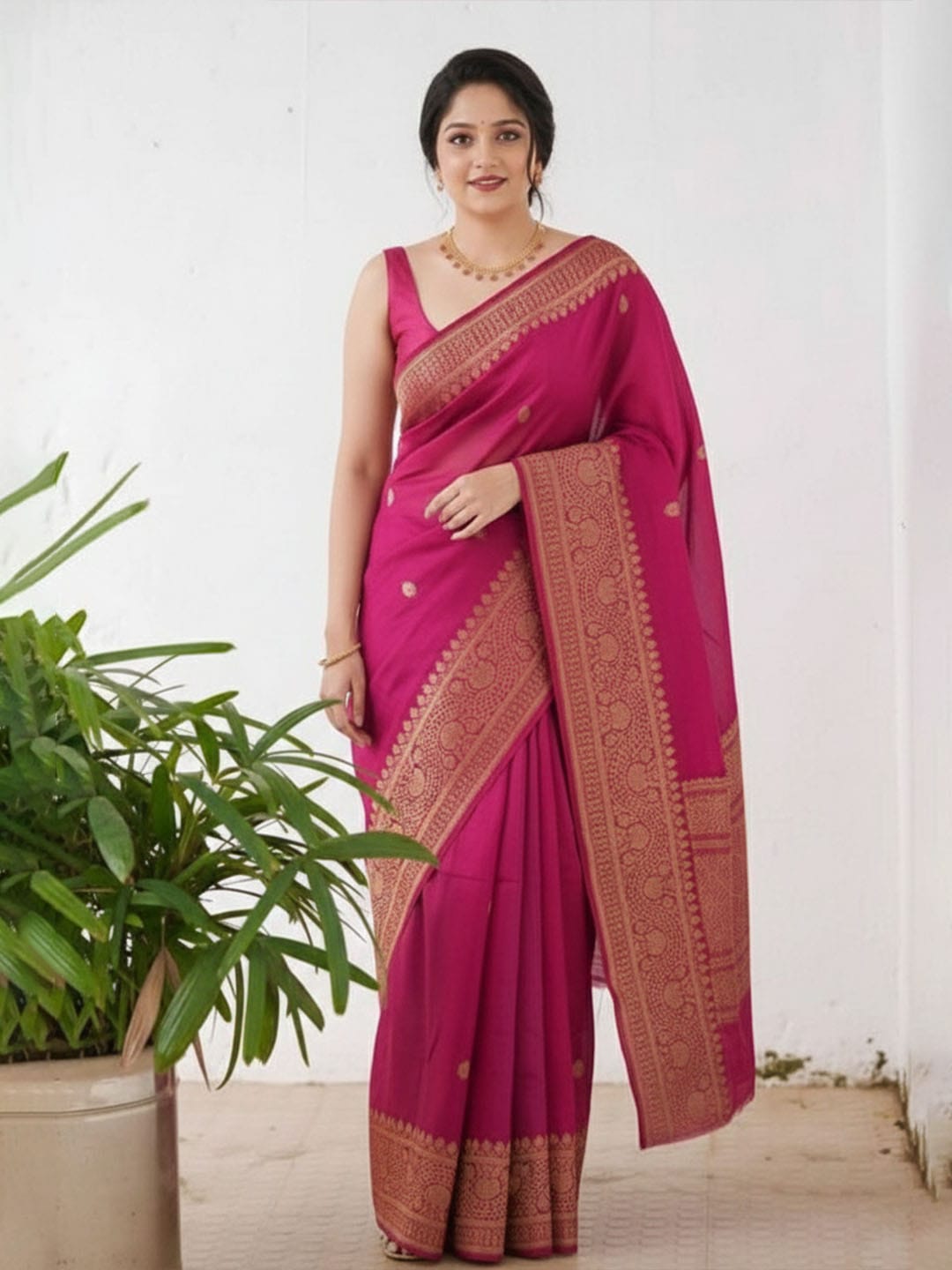 Ethnic Motifs Silk Cotton Handloom Banarasi Saree