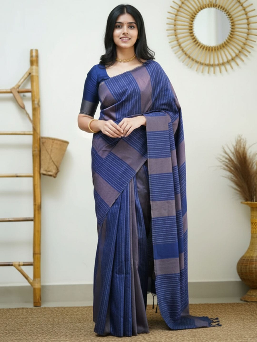 Ethnic Motifs Silk Cotton Handloom Banarasi Saree