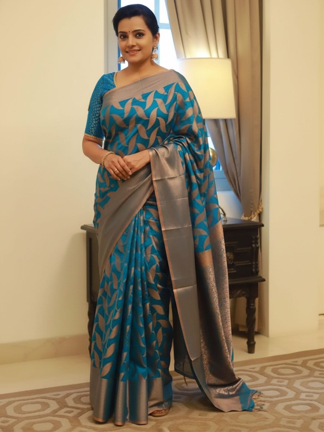 Ethnic Motifs Silk Cotton Handloom Banarasi Saree