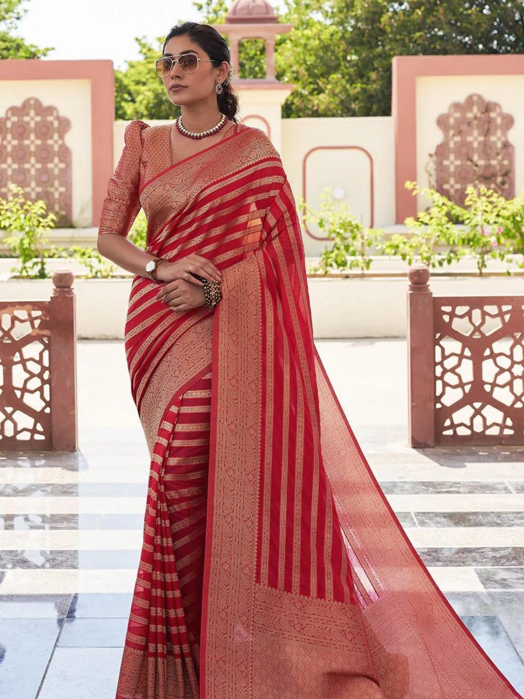 Ethnic Motifs Silk Cotton Handloom Banarasi Saree